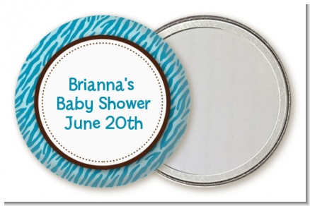 Zebra Print Blue - Personalized Baby Shower Pocket Mirror Favors