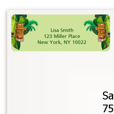 Luau Tiki - Birthday Party Return Address Labels