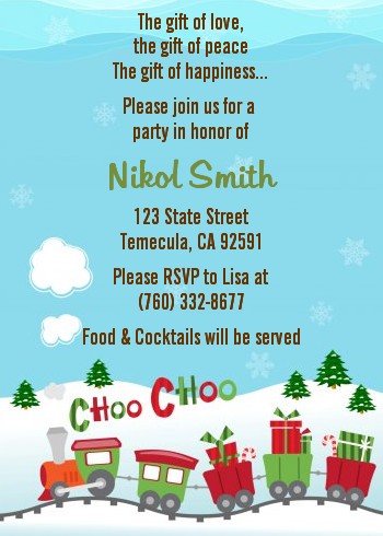 Choo Choo Train Christmas Wonderland - Baby Shower Invitations