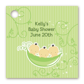  Triplets Three Peas in a Pod Asian - Personalized Baby Shower Card Stock Favor Tags Three Boys