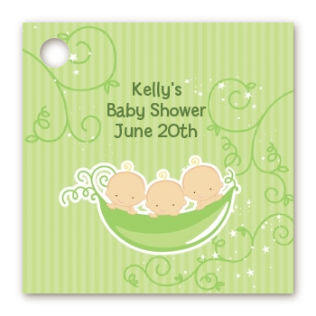  Triplets Three Peas in a Pod Caucasian - Personalized Baby Shower Card Stock Favor Tags Three Boys
