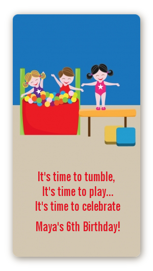  Tumble Gym - Custom Rectangle Birthday Party Sticker/Labels Whole Gang