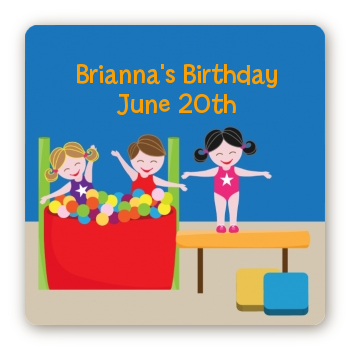 Tumble Gym - Square Personalized Birthday Party Sticker Labels