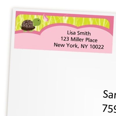 Turtle Girl - Birthday Party Return Address Labels