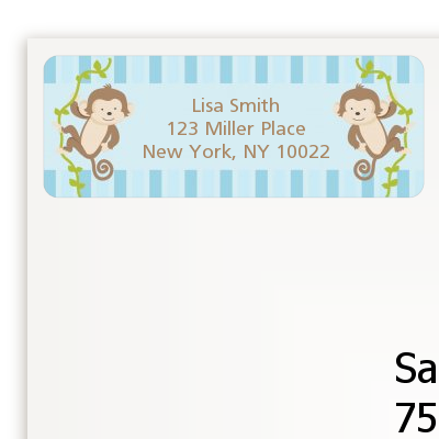 Twin Monkey Boys - Baby Shower Return Address Labels