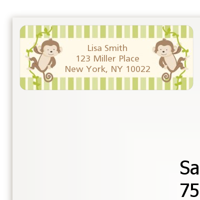 Twin Monkey - Baby Shower Return Address Labels