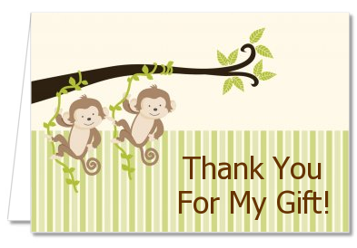 Twin Monkey - Baby Shower Thank You Cards