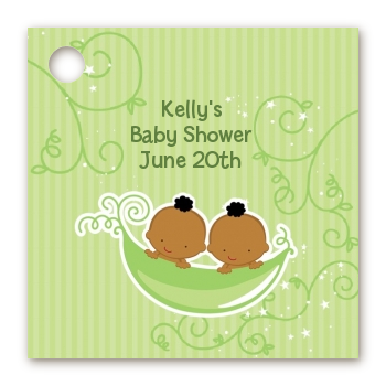  Twins Two Peas in a Pod African American - Personalized Baby Shower Card Stock Favor Tags Twin Boys