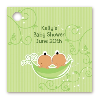  Twins Two Peas in a Pod Hispanic - Personalized Baby Shower Card Stock Favor Tags 2 Boys