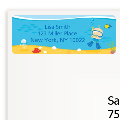 Under the Sea Baby Boy Snorkeling - Baby Shower Return Address Labels