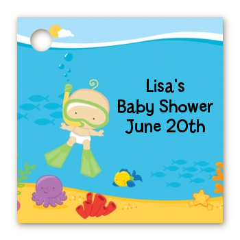 Under the Sea Baby Snorkeling - Personalized Baby Shower Card Stock Favor Tags