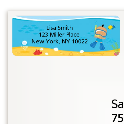 Under the Sea Hispanic Baby Boy Snorkeling - Baby Shower Return Address Labels