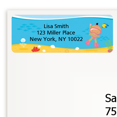 Under the Sea Hispanic Baby Girl Snorkeling - Baby Shower Return Address Labels