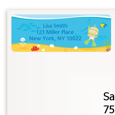 Under the Sea Baby Snorkeling - Baby Shower Return Address Labels