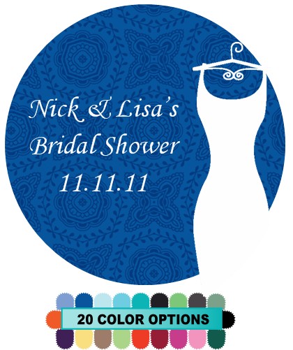  Custom Wedding Dress - Round Personalized Bridal Shower Sticker Labels 