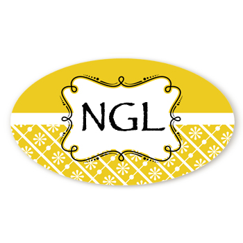 Modern Thatch Yellow - Personalized Everyday Party Oval Sticker/Labels