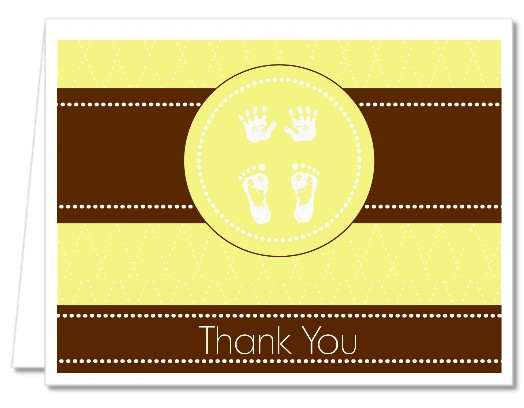  Baby Feet Pitter Patter Neutral - Baby Shower Thank You Cards 