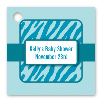 Zebra Print Blue - Personalized Baby Shower Card Stock Favor Tags