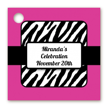 Zebra Print Pink - Personalized Birthday Party Card Stock Favor Tags